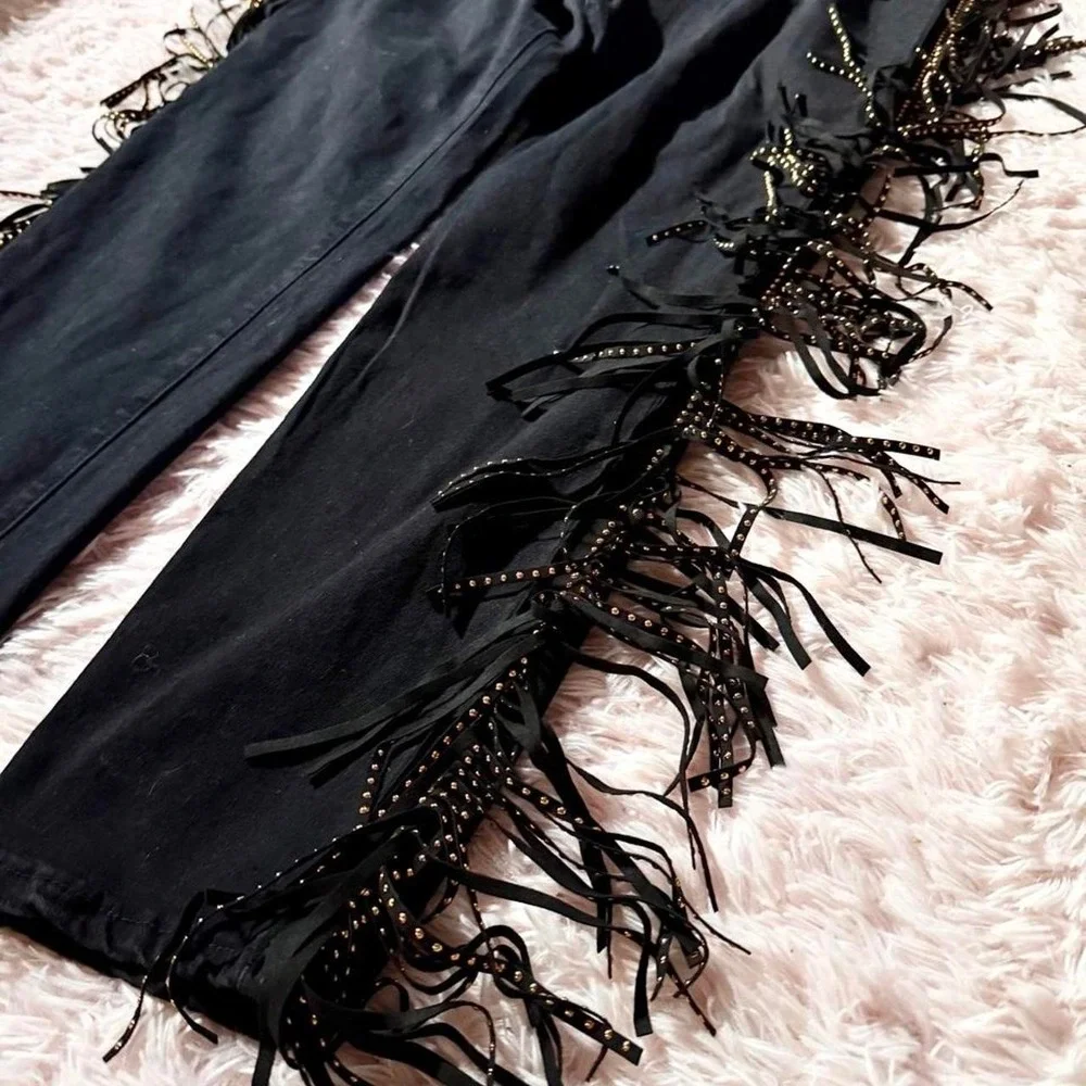 Western Studded Fringe Western Rustic Statement Jeans Womens 3X Streetwear Edgy
